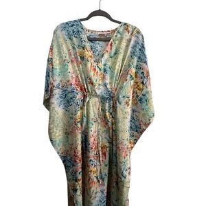 Vintage Collections ETC Women's  V-Neck kaftan swim coverup dress One Size